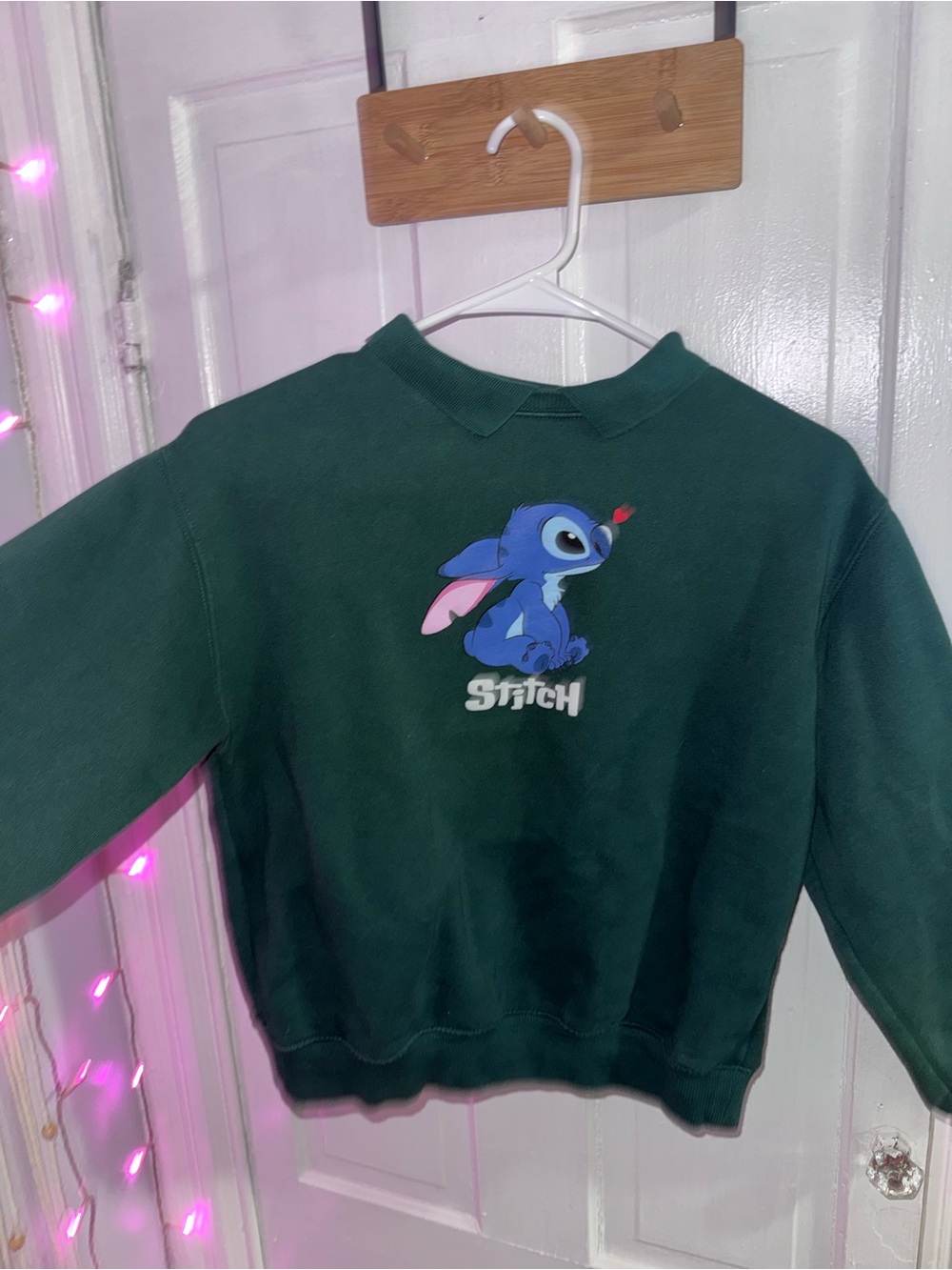 Disney Dark Green Stitch Pullover Sweatshirt